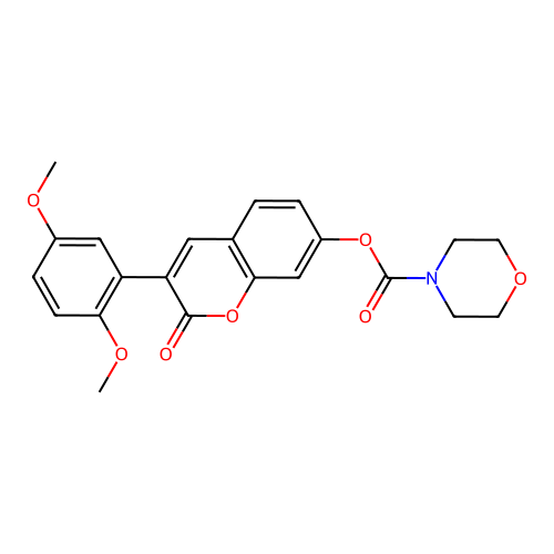 3-(2,5-dimethoxyphenyl)-2-oxo-2H-chromen-7-yl morpholine-4-carboxylate structure