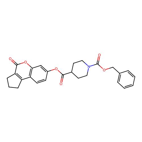 1-benzyl 4-(4-oxo-1,2,3,4-tetrahydrocyclopenta[c]chromen-7-yl) piperidine-1,4-dicarboxylate structure