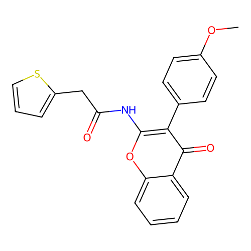 N-(3-(4-methoxyphenyl)-4-oxo-4H-chromen-2-yl)-2-(thiophen-2-yl)acetamide structure