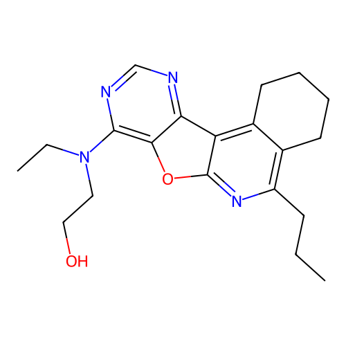 2-(ethyl(5-propyl-1,2,3,4-tetrahydropyrimido[4',5':4,5]furo[2,3-c]isoquinolin-8-yl)amino)ethanol structure