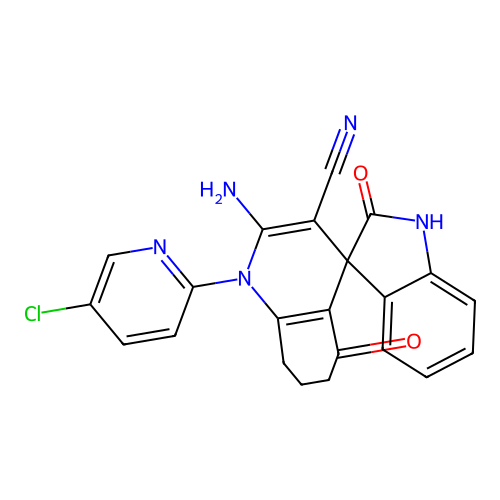 2'-amino-1'-(5-chloropyridin-2-yl)-2,5'-dioxo-1,2,5',6',7',8'-hexahydro-1'H-spiro[indole-3,4'-quinoline]-3'-carbonitrile structure