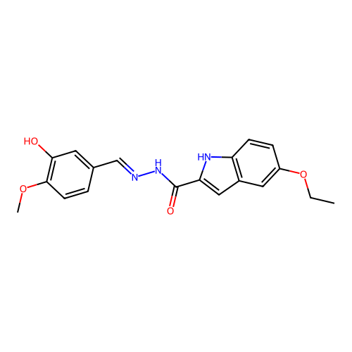 (E)-5-ethoxy-N'-(3-hydroxy-4-methoxybenzylidene)-1H-indole-2-carbohydrazide structure