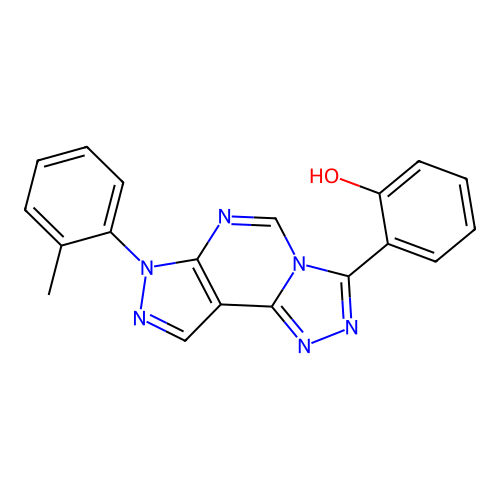 2-(7-(o-tolyl)-7H-pyrazolo[4,3-e][1,2,4]triazolo[4,3-c]pyrimidin-3-yl)phenol structure