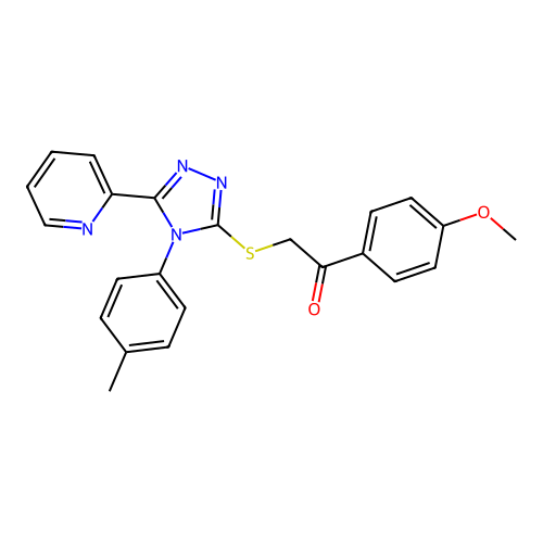 1-(4-methoxyphenyl)-2-[[4-(4-methylphenyl)-5-pyridin-2-yl-1,2,4-triazol-3-yl]sulfanyl]ethanone structure