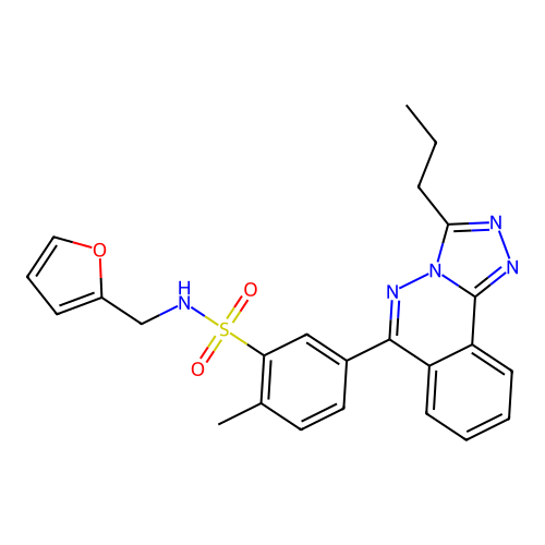 N-(furan-2-ylmethyl)-2-methyl-5-(3-propyl-[1,2,4]triazolo[3,4-a]phthalazin-6-yl)benzenesulfonamide structure