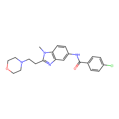 4-chloro-N-{1-methyl-2-[2-(morpholin-4-yl)ethyl]-1H-benzimidazol-5-yl}benzamide structure