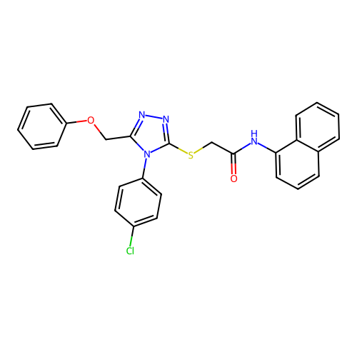 2-{[4-(4-chlorophenyl)-5-(phenoxymethyl)-4H-1,2,4-triazol-3-yl]sulfanyl}-N-(naphthalen-1-yl)acetamide structure