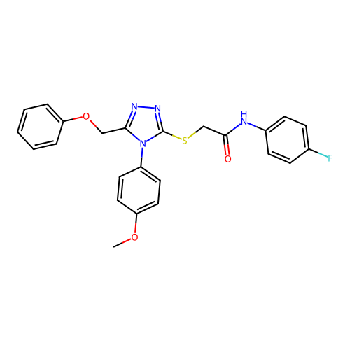 N-(4-fluorophenyl)-2-[[4-(4-methoxyphenyl)-5-(phenoxymethyl)-1,2,4-triazol-3-yl]sulfanyl]acetamide structure