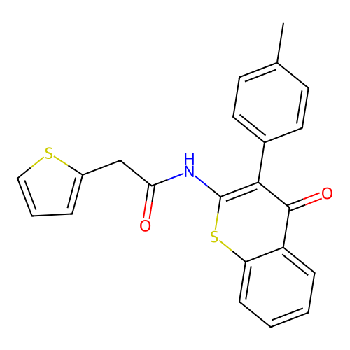 N-[3-(4-methylphenyl)-4-oxo-4H-thiochromen-2-yl]-2-(thiophen-2-yl)acetamide structure