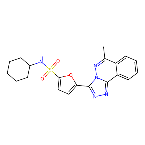 N-cyclohexyl-5-(6-methyl-[1,2,4]triazolo[3,4-a]phthalazin-3-yl)furan-2-sulfonamide structure
