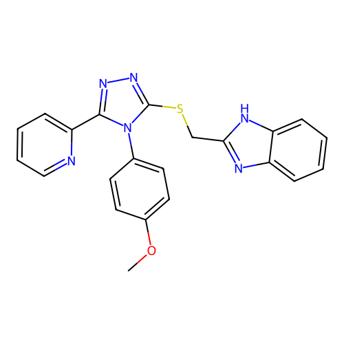1-[3-(benzimidazol-2-ylmethylthio)-5-(2-pyridyl)(1,2,4-triazol-4-yl)]-4-methox ybenzene structure