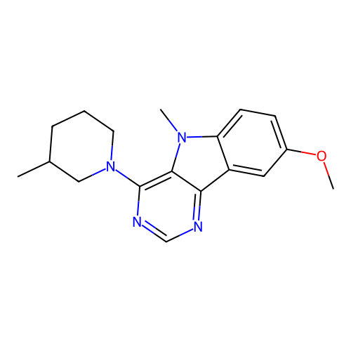 8-methoxy-5-methyl-4-(3-methylpiperidin-1-yl)-5H-pyrimido[5,4-b]indole structure