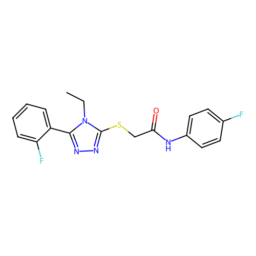 2-{[4-ethyl-5-(2-fluorophenyl)-4H-1,2,4-triazol-3-yl]sulfanyl}-N-(4-fluorophenyl)acetamide structure
