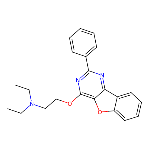 N,N-diethyl-2-[(2-phenyl[1]benzofuro[3,2-d]pyrimidin-4-yl)oxy]ethanamine structure