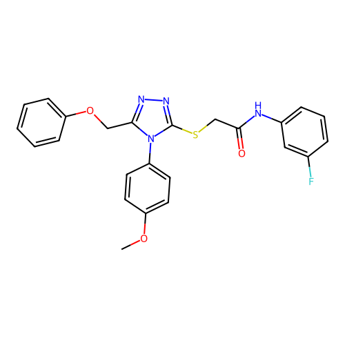 N-(3-fluorophenyl)-2-[[4-(4-methoxyphenyl)-5-(phenoxymethyl)-1,2,4-triazol-3-yl]sulfanyl]acetamide structure