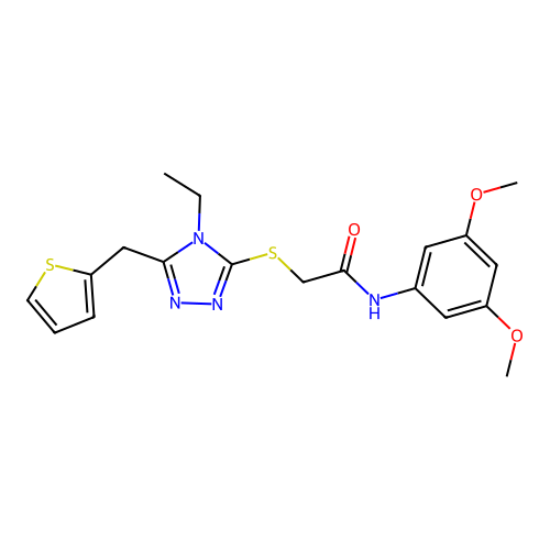 N-(3,5-dimethoxyphenyl)-2-{[4-ethyl-5-(thiophen-2-ylmethyl)-4H-1,2,4-triazol-3-yl]sulfanyl}acetamide structure