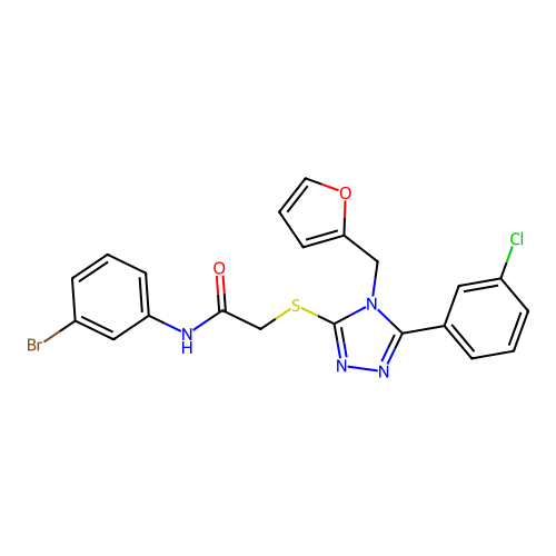 N-(3-bromophenyl)-2-{[5-(3-chlorophenyl)-4-(furan-2-ylmethyl)-4H-1,2,4-triazol-3-yl]sulfanyl}acetamide structure