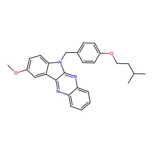9-methoxy-6-[4-(3-methylbutoxy)benzyl]-6H-indolo[2,3-b]quinoxaline structure