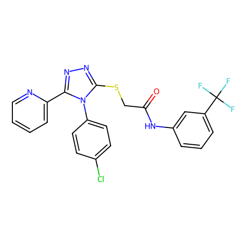 2-{[4-(4-chlorophenyl)-5-(pyridin-2-yl)-4H-1,2,4-triazol-3-yl]sulfanyl}-N-[3-(trifluoromethyl)phenyl]acetamide structure