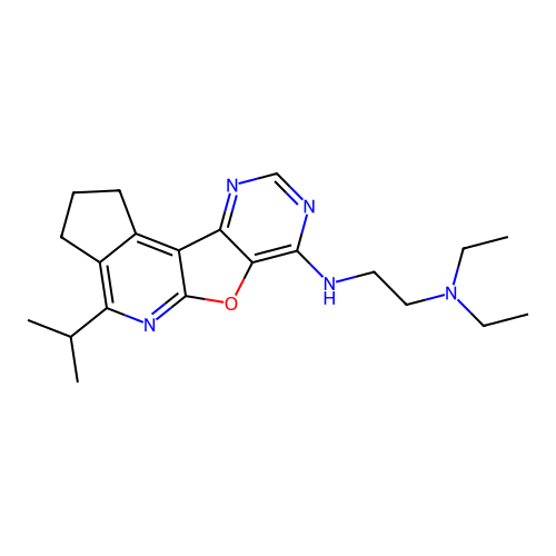 N,N-diethyl-N'-[4-(propan-2-yl)-2,3-dihydro-1H-cyclopenta[4',5']pyrido[3',2':4,5]furo[3,2-d]pyrimidin-7-yl]ethane-1,2-diamine structure