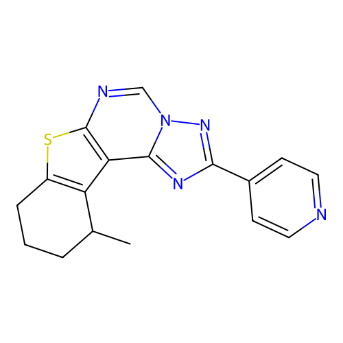 11-methyl-2-(4-pyridyl)-8,9,10,11-tetrahydro[1]benzothieno[3,2-e][1,2,4]triazolo[1,5-c]pyrimidine structure
