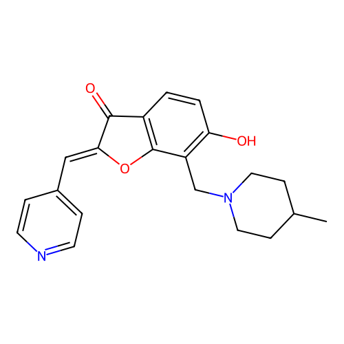 (Z)-6-hydroxy-7-((4-methylpiperidin-1-yl)methyl)-2-(pyridin-4-ylmethylene)benzofuran-3(2H)-one structure
