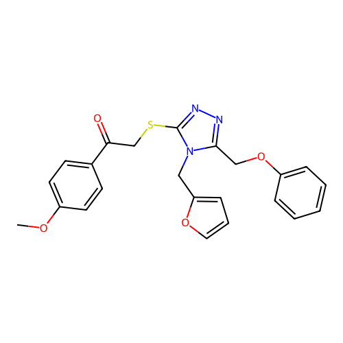 2-((4-(furan-2-ylmethyl)-5-(phenoxymethyl)-4H-1,2,4-triazol-3-yl)thio)-1-(4-methoxyphenyl)ethanone structure