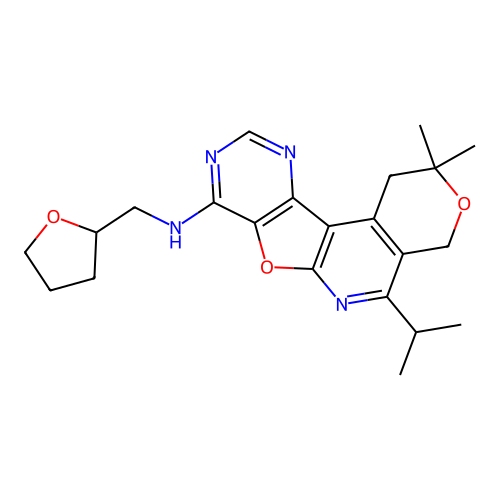 2,2-dimethyl-5-(propan-2-yl)-N-(tetrahydrofuran-2-ylmethyl)-1,4-dihydro-2H-pyrano[4'',3'':4',5']pyrido[3',2':4,5]furo[3,2-d]pyrimidin-8-amine structure