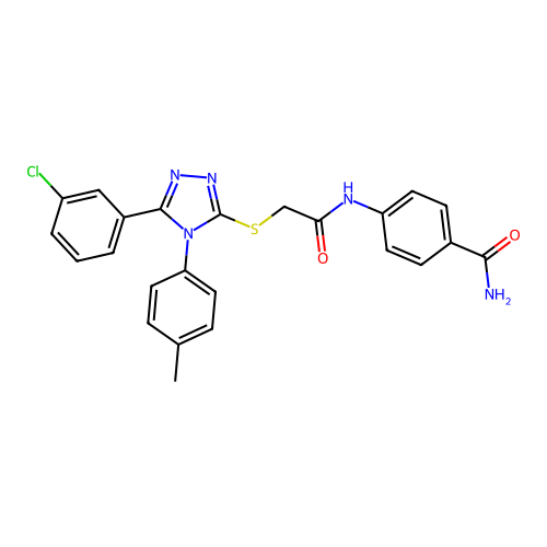 4-(2-((5-(3-chlorophenyl)-4-(p-tolyl)-4H-1,2,4-triazol-3-yl)thio)acetamido)benzamide structure