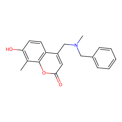 7-Hydroxy-8-methyl-4-[[methyl-(phenylmethyl)amino]methyl]-1-benzopyran-2-one structure