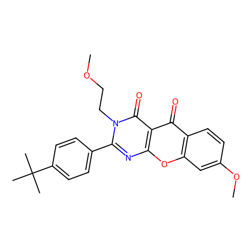 2-(4-tert-butylphenyl)-8-methoxy-3-(2-methoxyethyl)chromeno[2,3-d]pyrimidine-4,5-dione structure