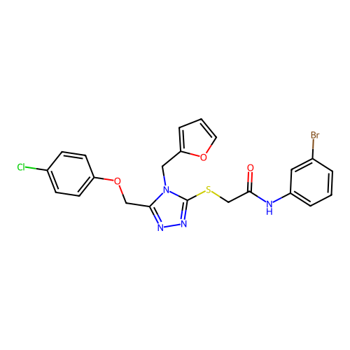 N-(3-bromophenyl)-2-((5-((4-chlorophenoxy)methyl)-4-(furan-2-ylmethyl)-4H-1,2,4-triazol-3-yl)thio)acetamide structure