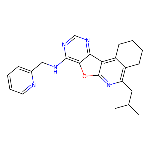 5-(2-methylpropyl)-N-(pyridin-2-ylmethyl)-1,2,3,4-tetrahydropyrimido[4',5':4,5]furo[2,3-c]isoquinolin-8-amine structure
