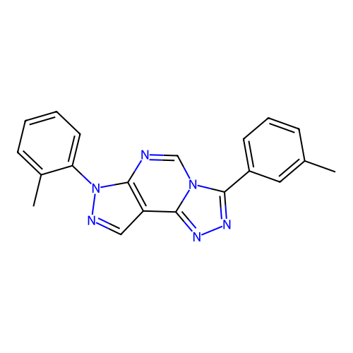 7-(2-methylphenyl)-3-(3-methylphenyl)-7H-pyrazolo[4,3-e][1,2,4]triazolo[4,3-c]pyrimidine structure
