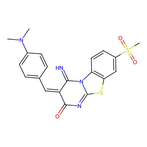(E)-3-(4-(dimethylamino)benzylidene)-4-imino-8-(methylsulfonyl)-3,4-dihydro-2H-benzo[4,5]thiazolo[3,2-a]pyrimidin-2-one structure