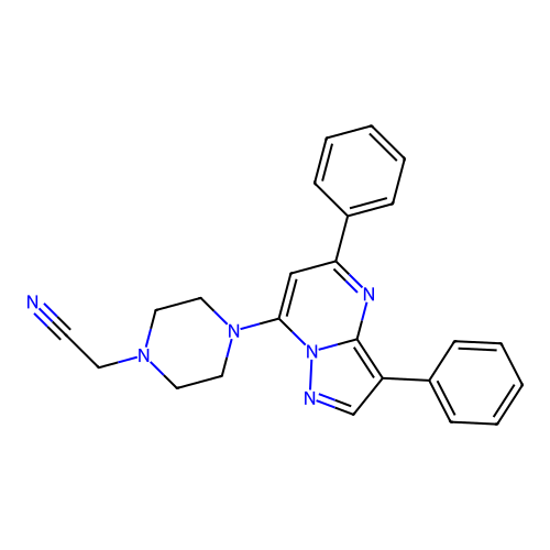 [4-(3,5-Diphenylpyrazolo[1,5-a]pyrimidin-7-yl)piperazin-1-yl]acetonitrile structure
