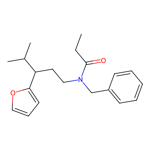 N-benzyl-N-[3-(furan-2-yl)-4-methylpentyl]propanamide structure