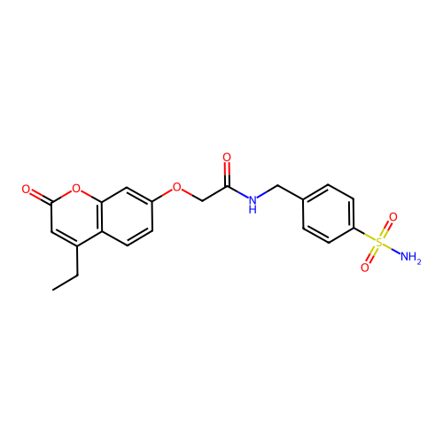 2-[(4-ethyl-2-oxo-2H-chromen-7-yl)oxy]-N-(4-sulfamoylbenzyl)acetamide structure