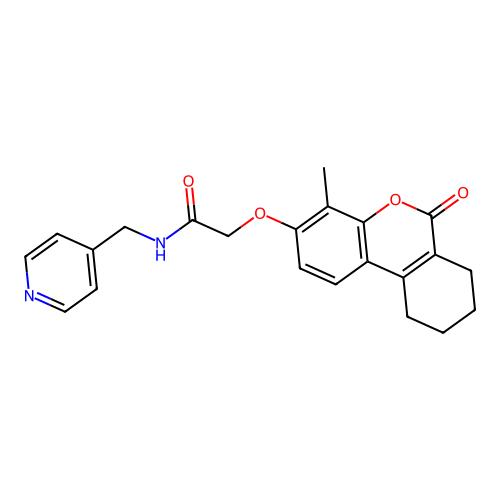 2-((4-methyl-6-oxo-7,8,9,10-tetrahydro-6H-benzo[c]chromen-3-yl)oxy)-N-(pyridin-4-ylmethyl)acetamide structure