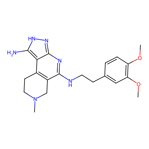 5-N-[2-(3,4-dimethoxyphenyl)ethyl]-7-methyl-2,6,8,9-tetrahydropyrazolo[3,4-c][2,7]naphthyridine-1,5-diamine structure