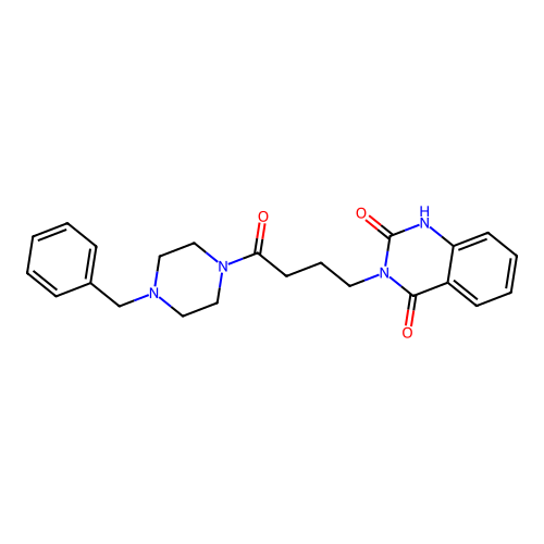3-(4-(4-benzylpiperazin-1-yl)-4-oxobutyl)quinazoline-2,4(1H,3H)-dione structure