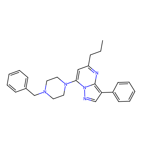 7-(4-Benzylpiperazin-1-yl)-3-phenyl-5-propylpyrazolo[1,5-a]pyrimidine structure