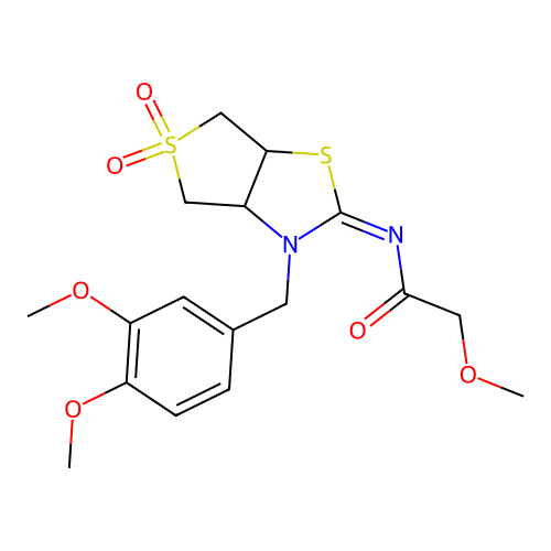 (Z)-N-(3-(3,4-dimethoxybenzyl)-5,5-dioxidotetrahydrothieno[3,4-d]thiazol-2(3H)-ylidene)-2-methoxyacetamide structure