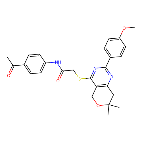 N-(4-acetylphenyl)-2-((2-(4-methoxyphenyl)-7,7-dimethyl-7,8-dihydro-5H-pyrano[4,3-d]pyrimidin-4-yl)thio)acetamide structure