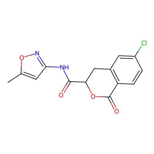 6-chloro-N-(5-methylisoxazol-3-yl)-1-oxoisochroman-3-carboxamide structure