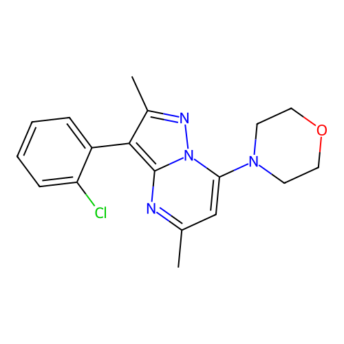 4-[3-(2-Chlorophenyl)-2,5-dimethylpyrazolo[1,5-a]pyrimidin-7-yl]morpholine structure