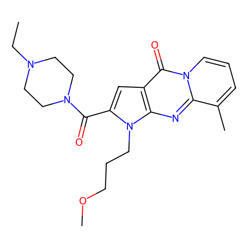 2-(4-ethylpiperazine-1-carbonyl)-1-(3-methoxypropyl)-9-methylpyrido[1,2-a]pyrrolo[2,3-d]pyrimidin-4(1H)-one structure