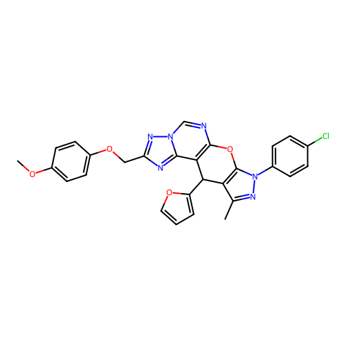 4-{[8-(4-CHLOROPHENYL)-11-(2-FURYL)-10-METHYL-8,11-DIHYDROPYRAZOLO[4',3':5,6]PYRANO[3,2-E][1,2,4]TRIAZOLO[1,5-C]PYRIMIDIN-2-YL]METHOXY}PHENYL METHYL ETHER structure