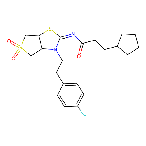 3-cyclopentyl-N-[(2Z)-3-[2-(4-fluorophenyl)ethyl]-5,5-dioxidotetrahydrothieno[3,4-d][1,3]thiazol-2(3H)-ylidene]propanamide structure