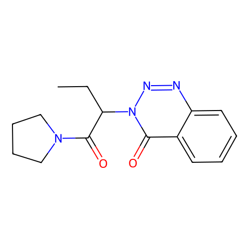 3-[1-oxo-1-(pyrrolidin-1-yl)butan-2-yl]-1,2,3-benzotriazin-4(3H)-one structure